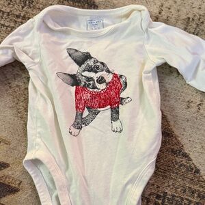 The Children's Place Cream Bodysuit with Red Dog Design